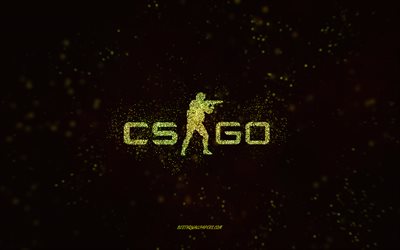 CS GO glitter logo, black background, CS GO logo, Counter-Strike, lime glitter art, CS GO, creative art, CS GO lime glitter logo, Counter-Strike Global Offensive