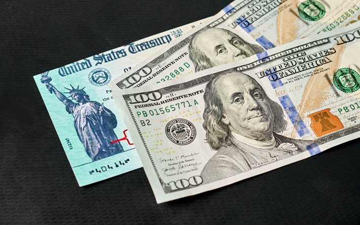 100 dollars, Benjamin Franklin, fond avec des dollars, argent, dollars am&#233;ricains, finance, fond d&#39;argent, dollars
