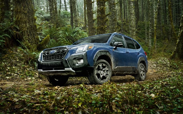 2022, Subaru Forester Wilderness, 4k, front view, exterior, new blue Forester, japanese cars, Subaru