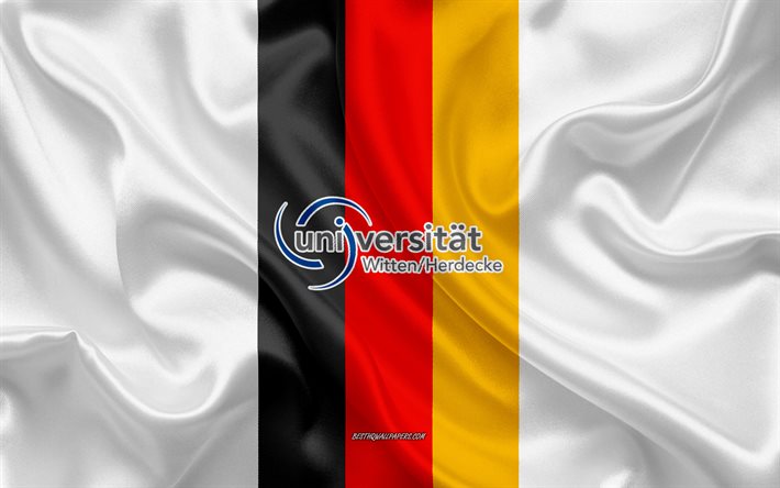 Embl&#232;me de l&#39;Universit&#233; de Witten Herdecke, drapeau allemand, logo de l&#39;Universit&#233; de Witten Herdecke, Rh&#233;nanie du Nord-Westphalie, Allemagne, Universit&#233; de Witten Herdecke