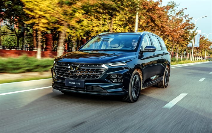 Wuling Victory, 4k, desfoque de movimento, 2021 carros, SUVs, rodovia, carros de luxo, 2021 Wuling Victory, carros chineses, Wuling