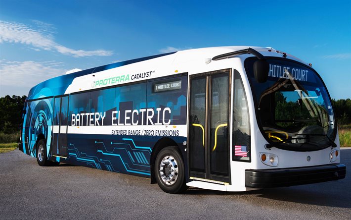 Proterra Catalyst BE40 XR, 青いバス, 2021年のバス, Hdr, 電気バス, 旅客輸送, 乗用バス, プロテラ