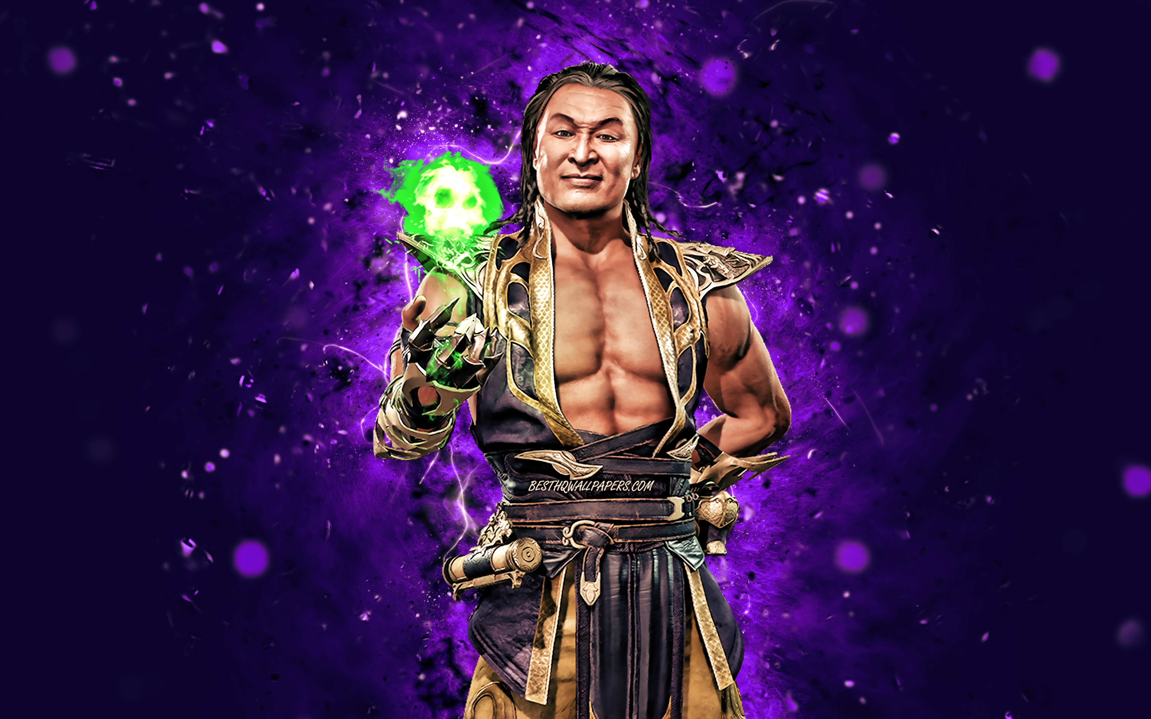 Shang Tsung, 4k, mor neon ışıklar, Mortal Kombat Mobile, döv&#...