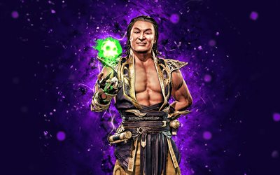 Shang Tsung, 4k, mor neon ışıklar, Mortal Kombat Mobile, dövüş oyunları, MK Mobile, yaratıcı, Mortal Kombat, Shang Tsung Mortal Kombat