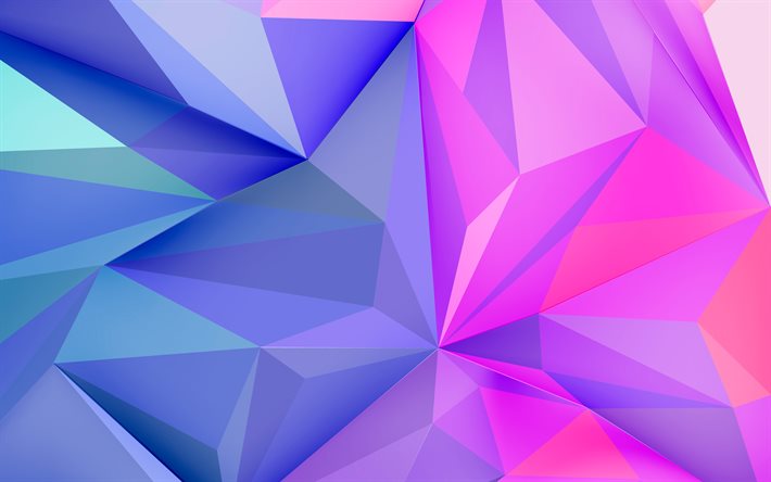 violetti matala poly -tausta, 4k, geometriset muodot, luova, matala poly -tekstuuri, geometriset taustat, matala poly -taide, violetti abstrakti tausta