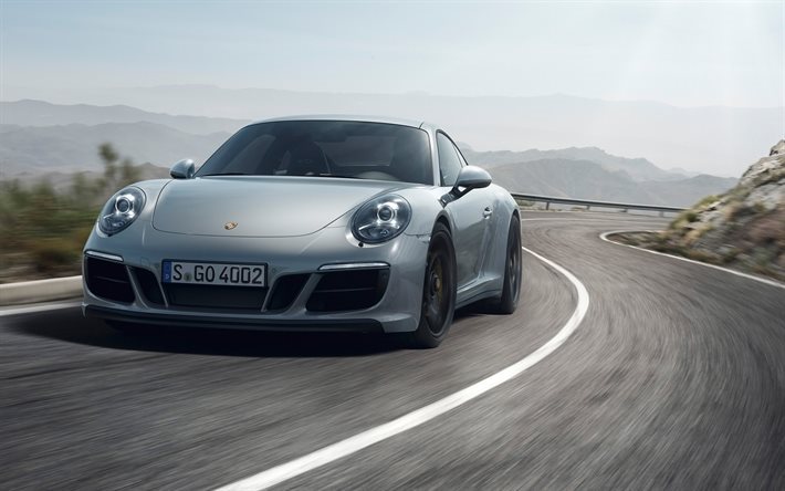 Porsche 911 GTS, 2017, sports coupe, gray Porsche, new 911, sports car