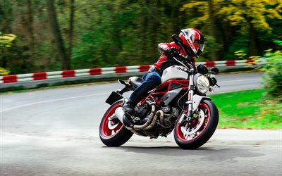 Ducati Monster 797, 2017 motion blur, tie, ratsastaja, superbike, Ducati