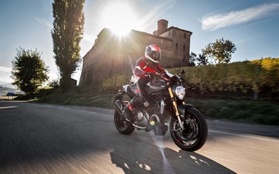 Ducati Monster 1200, rider, 2017 moto, strada, superbike, Ducati