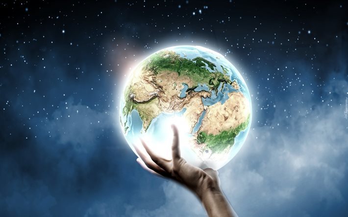 Earth globe, hand, r&#228;dda Jorden, ekologi, planet, jorden i hand