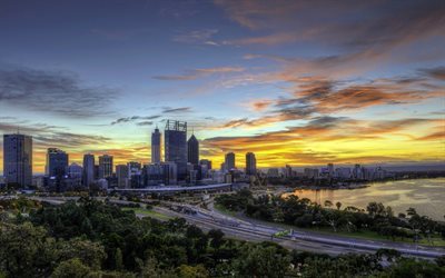 Sydney, alba, mattina, orizzonte, Australia