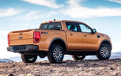 Ford Ranger, 2019, 4k, rear view, new pickup, American cars, Ford