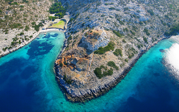 エーゲ海, 海岸, 夏, 旅行の概念, Agathonisi島, ギリシャ, 4k