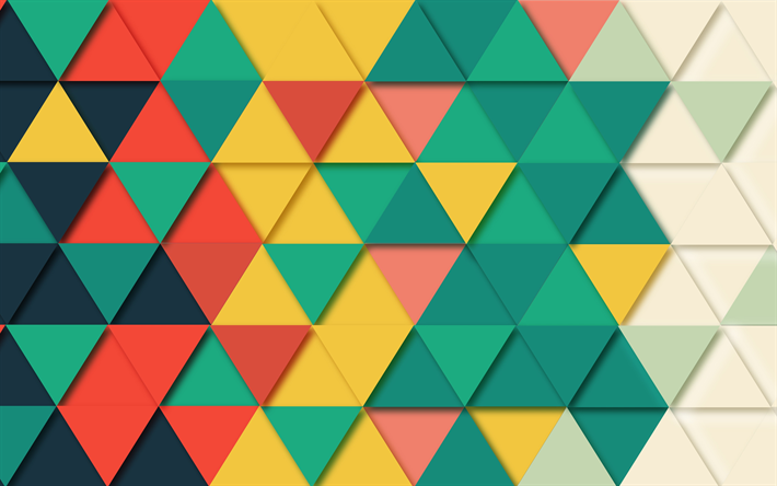 mosaic patterns, 4k, triangles, shapes geometric, geometry