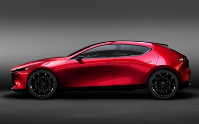 Mazda 3, 2019, el hatchback, el concepto, auto nuevo, vista lateral, 4k, Mazda Kai