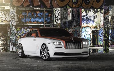 rolls-royce wraith, luxury car, tuning, forgiato wheels, white-red wraith