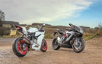 MV Agusta F3 800, Ducati 959 Panigale, 4k, sportsbikes, 2018 bikes, Ducati, MV Agusta