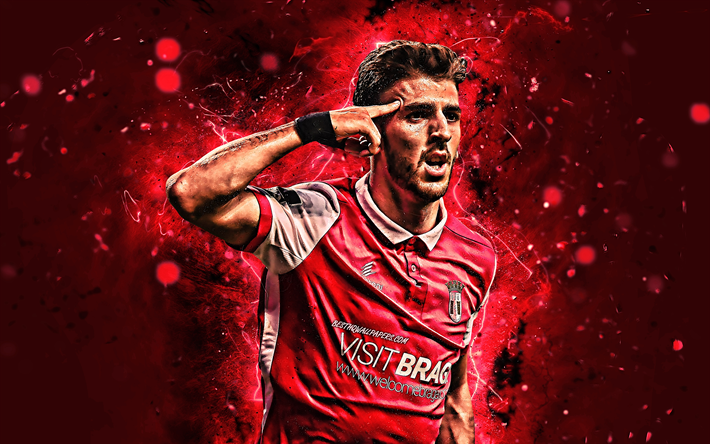 Paulinho, 4k, Braga FC, premier League, İngiliz futbolcular, Joao Paulo Dias Fernandes, SC Braga, neon ışıkları, futbol, Portekiz