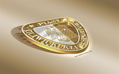 Piast Gliwice, Clube de futebol polon&#234;s, ouro prata logotipo, A cidade de Gliwice, Pol&#243;nia, Ekstraklasa, 3d emblema de ouro, criativo, arte 3d, futebol