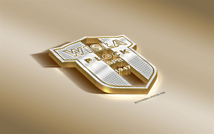 Wisla Plock SA, Puolan football club, golden hopea logo, Plock, Puola, Ekstraklasa, 3d kultainen tunnus, luova 3d art, jalkapallo
