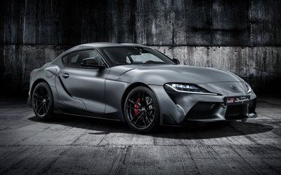 Toyota GR Supra, 2019, Racing Concept, A90 Edition, gray sports car, new silver Supra, exterior, supercars, Japanese sports cars, Toyota