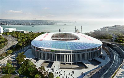 4k, Vodafone Parco, veduta aerea, stadio di calcio, stadio BJK Vodafone Arena, calcio, stadio, Besiktas, in Turchia, turco