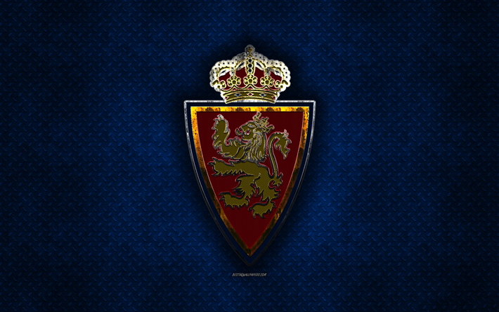Il Real Saragozza, squadra di calcio spagnola, blu, struttura del metallo, logo in metallo, emblema, Saragozza, in Spagna, La Liga 2, creativo, arte, LaLiga2, calcio