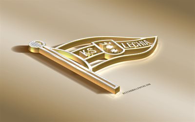 Lechia Gdansk, Polish football club, golden silver logo, Gdansk, Poland, Ekstraklasa, 3d golden emblem, creative 3d art, football
