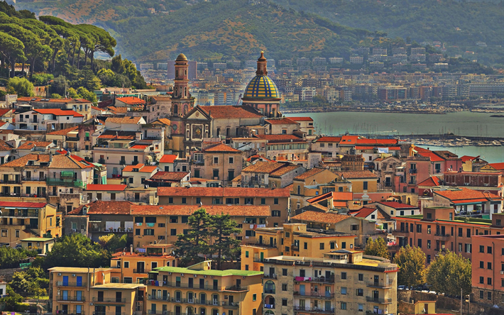 Vietri sul Mare, el verano, la costa Mediterr&#225;nea, Salerno, Italia, Mar Tirreno
