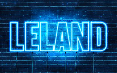 leland, 4k, tapeten, die mit namen, horizontaler text, namen leland, blue neon lights, bild mit namen leland