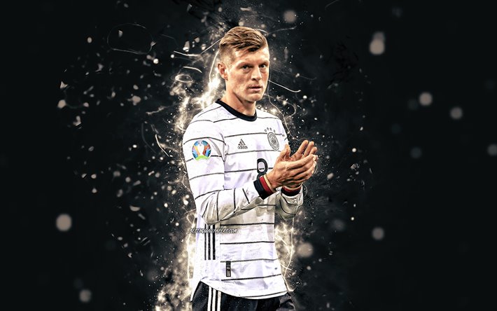 4k, Toni Kroos, 2020, Almanya Milli Takımı, futbol, futbolcular, Kroos, neon ışıkları, Alman Futbol Takımı, Toni Kroos 4K