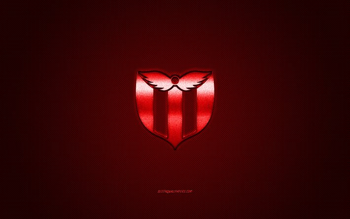 リバープレート, 但しサッカークラブ, 但しPrimera部門, 赤ロゴ, 赤炭素繊維の背景, サッカー, モンテビデオ, ウルグアイ, リバープレートロゴ