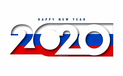Russia 2020, Flag of Russia, white background, Happy New Year Russia, 3d art, 2020 concepts, Russia flag, 2020 New Year, 2020 Russia flag