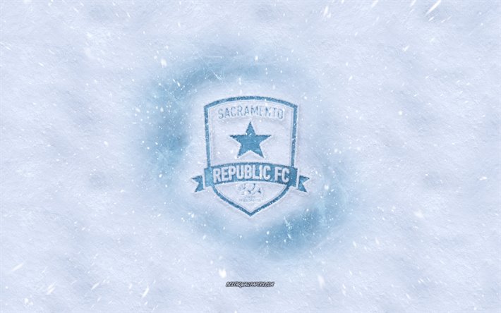 Sacramento Republic FC logotipo, American club de f&#250;tbol, invierno conceptos, USL, Sacramento Republic FC logotipo de hielo, nieve textura, de Sacramento, California, estados UNIDOS, nieve de fondo, Sacramento Republic FC, f&#250;tbol