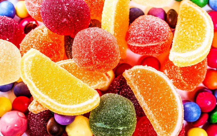 multicolor marmalade texture, colorful marmalade, macro, candies, sweets, colorful candy texture, candies textures, colorful backgrounds, marmalade