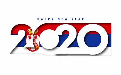 Serbia 2020, Flag of Serbia, white background, Happy New Year Serbia, 3d art, 2020 concepts, Serbia flag, 2020 New Year, 2020 Serbia flag