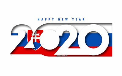 سلوفاكيا عام 2020, العلم من سلوفاكيا, خلفية بيضاء, سنة جديدة سعيدة سلوفاكيا, الفن 3d, 2020 المفاهيم, سلوفاكيا العلم, 2020 السنة الجديدة, 2020 سلوفاكيا العلم
