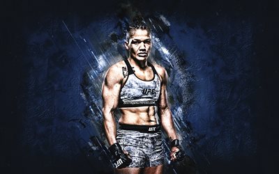 Sijara Eubanks, UFC, american fighter, portrait, blue stone background, Ultimate Fighting Championship