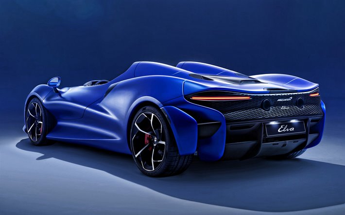 McLaren Elva, 2021, exterior, vista posterior, supercar, azul nuevo Elva, coches deportivos Brit&#225;nicos de McLaren