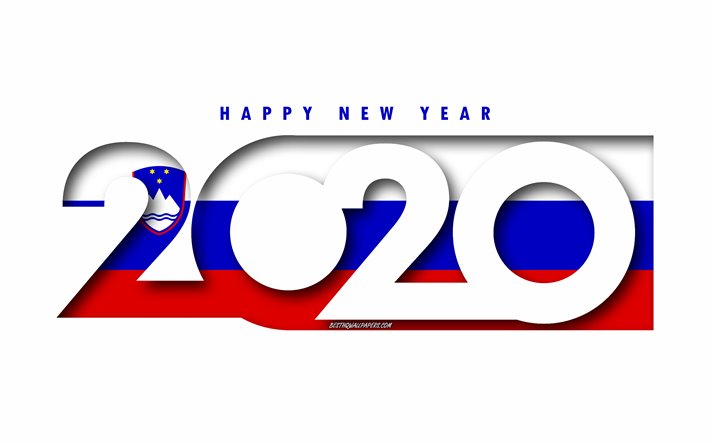 La slov&#233;nie 2020, le Drapeau de la Slov&#233;nie, fond blanc, bonne et Heureuse Ann&#233;e Slov&#233;nie, art 3d, 2020 concepts, Slov&#233;nie drapeau, 2020 Nouvel An, 2020 drapeau de la Slov&#233;nie