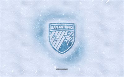 San Antonio FC logo, American soccer club, winter concepts, USL, San Antonio FC ice logo, snow texture, San Antonio, Texas, USA, snow background, San Antonio FC, soccer