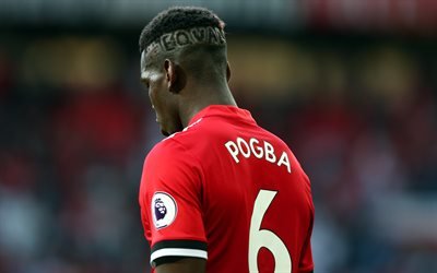 Paul Pogba, 4k, Premier League, footballers, soccer, Manchester United, MU