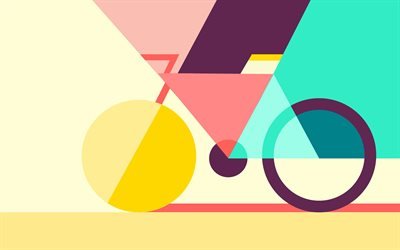 bicicletta, figure geometriche, arte, geometria, creativo, design, materiale, materiale astratto