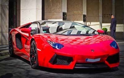 Lamborghini Aventador, 4k, 2017 cars, tuning, red Aventador, supercars, Lamborghini