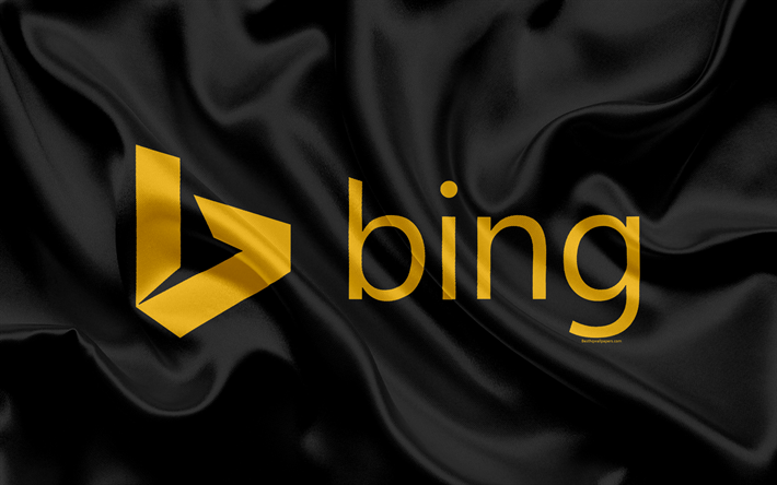 Bing, le logo, l&#39;embl&#232;me, le moteur de recherche, de soie noire