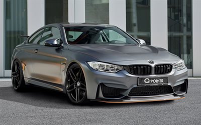 BMW M4 GTS, 4k, 2017, G-Power, gray matte m4, sports coupe, tuning m4, German cars, BMW