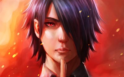 Sasuke Uchiha, retrato, manga, personagens de anime, Naruto