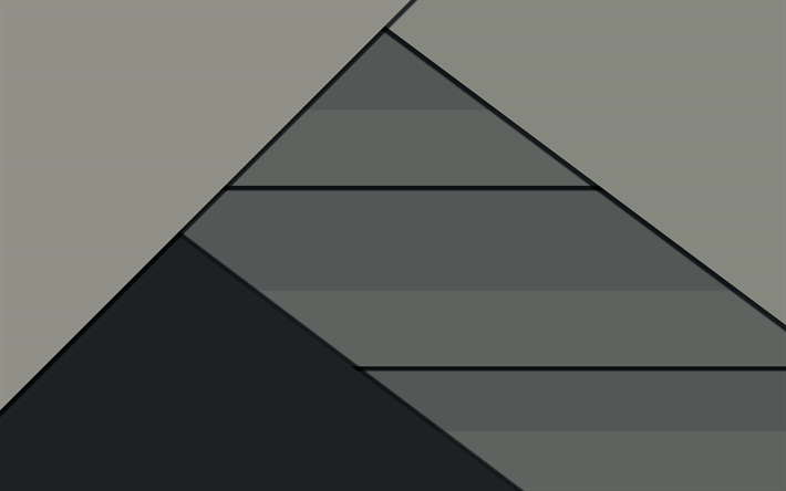 lines, 4k, gray backround, art, triangles, strips, design material, abstract material