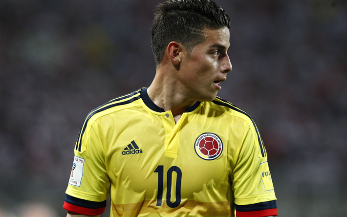 James Rodriguez, 4k, futebol, Nacional Colombiana Equipe, estrelas do futebol, jogadores de futebol
