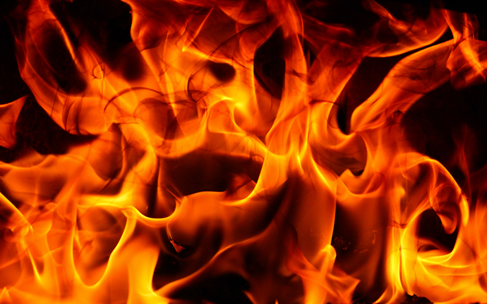 el fuego de las llamas, 4k, fuego textura, quemar, fuego