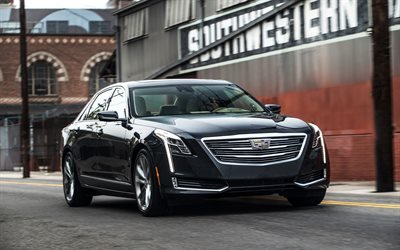 Cadillac CT6, 2017, 4k, luxury black sedan, new CT6, American cars, Plug-In Hybrid, Cadillac